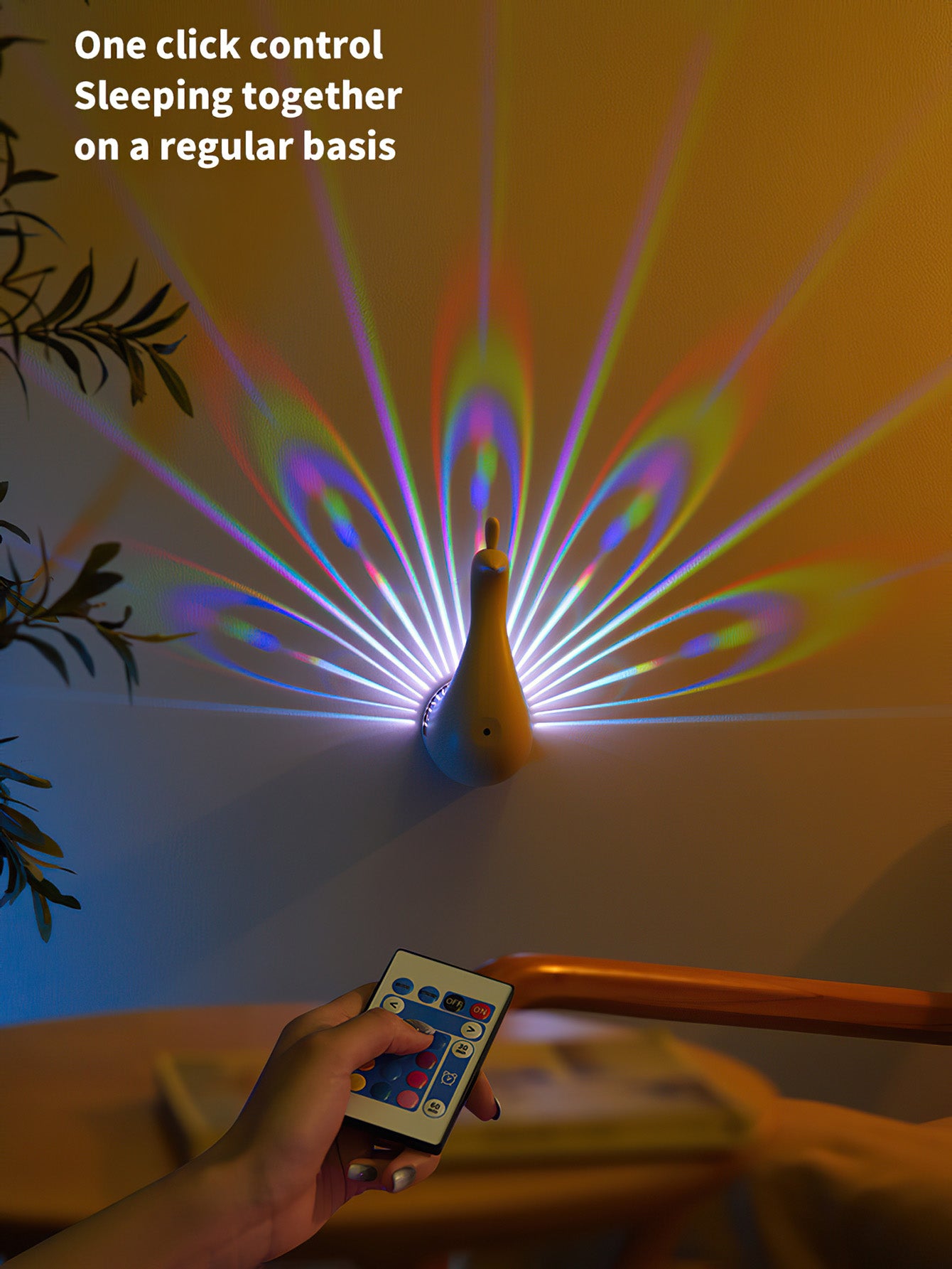 Peacock Projection Lamp – Remote Control Wall-Mounted Night Light - 2 Colors