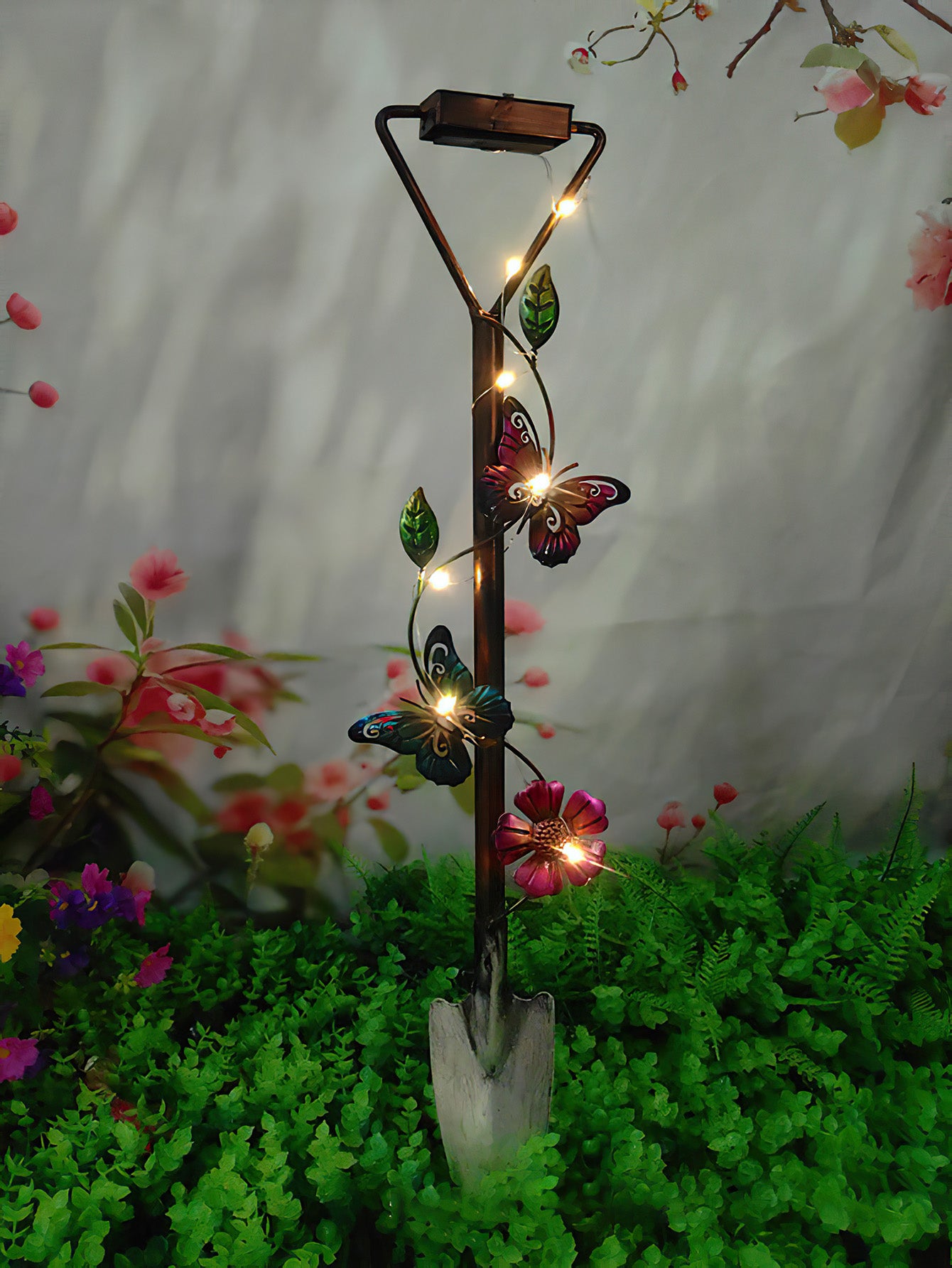 Iron butterfly dragonfly shaped garden decorative light -3 options