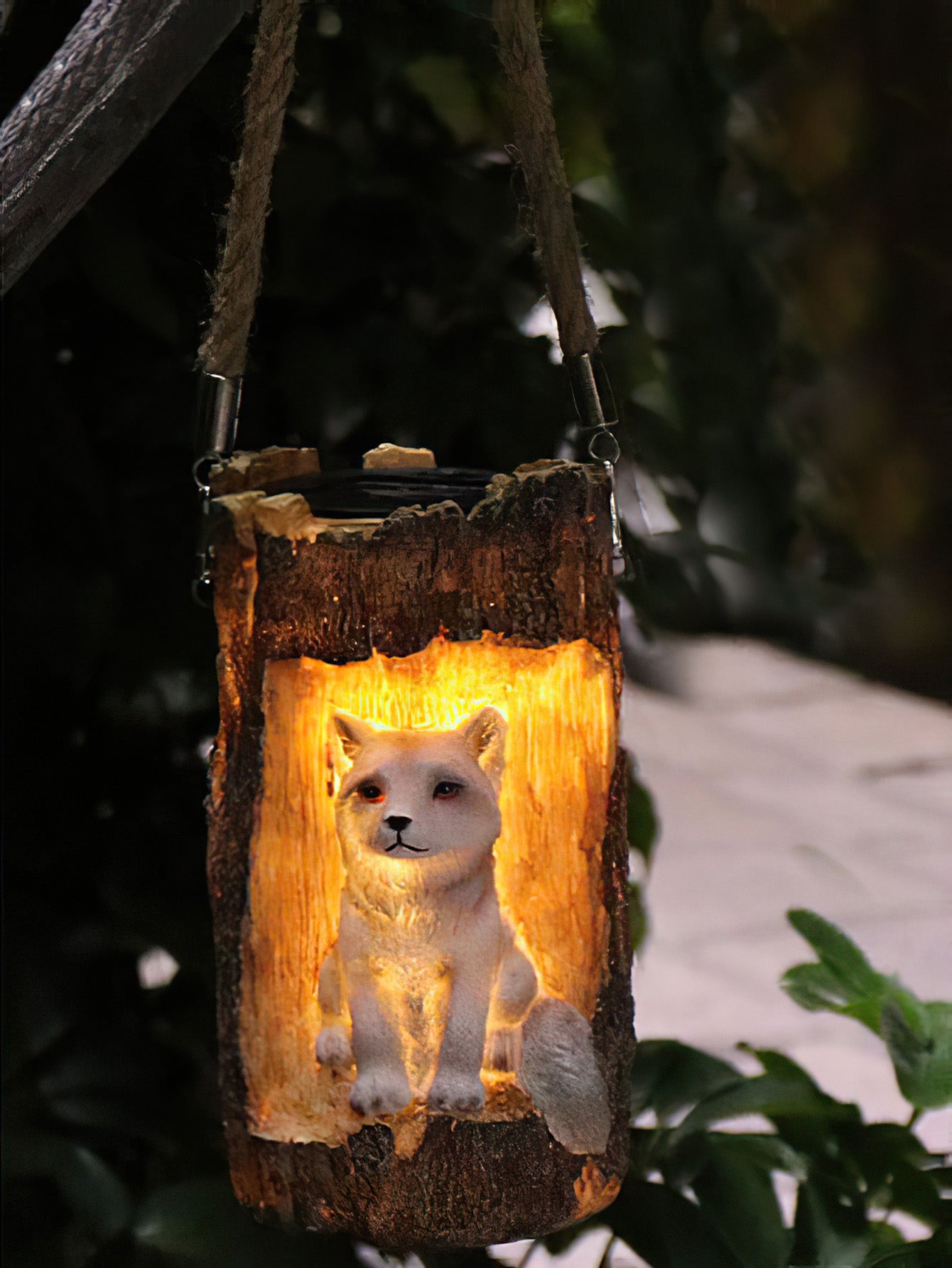 LED solar tree stump fox courtyard garden decoration hanging chandelier