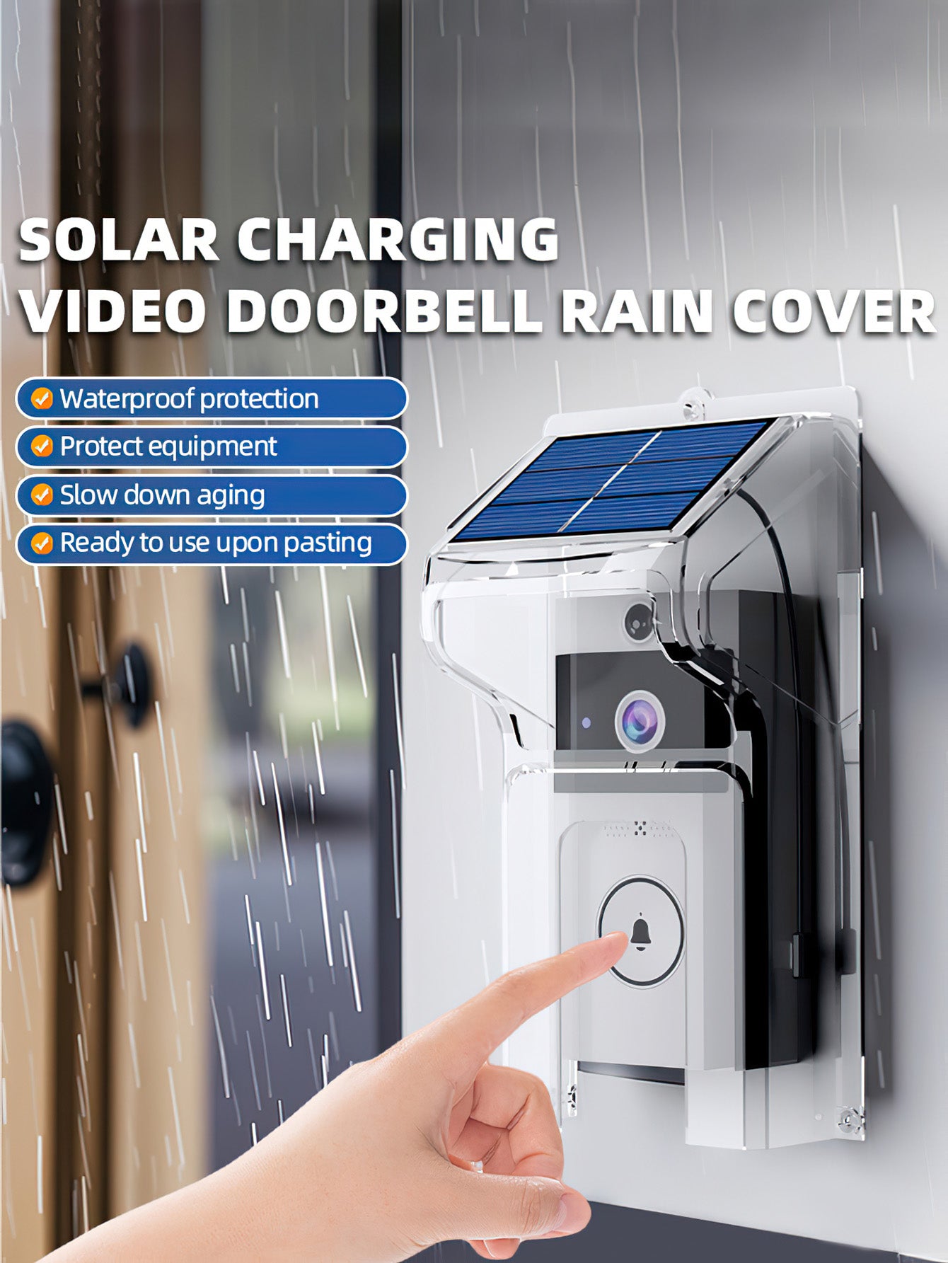 Wireless video doorbell with solar rain cover, ultra long standby voice changing intercom monitoring camera