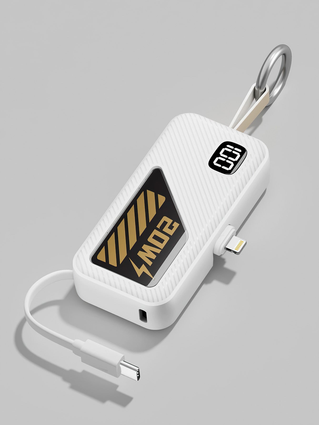 Mini Portable Power Bank Keychain with Built-in Charging Cable