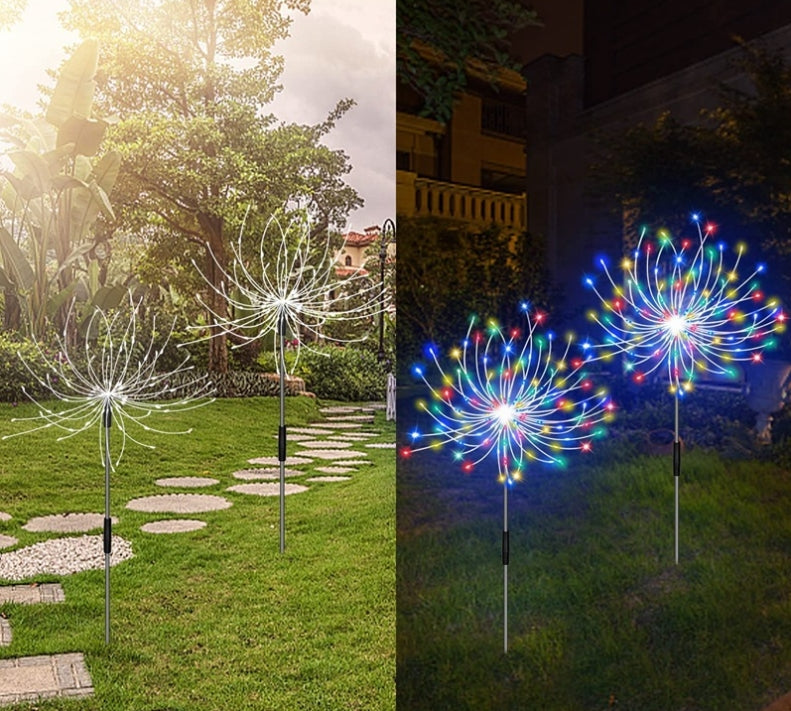 Solar powered fireworks lights, dandelion decorative lights,three in one group-2 options