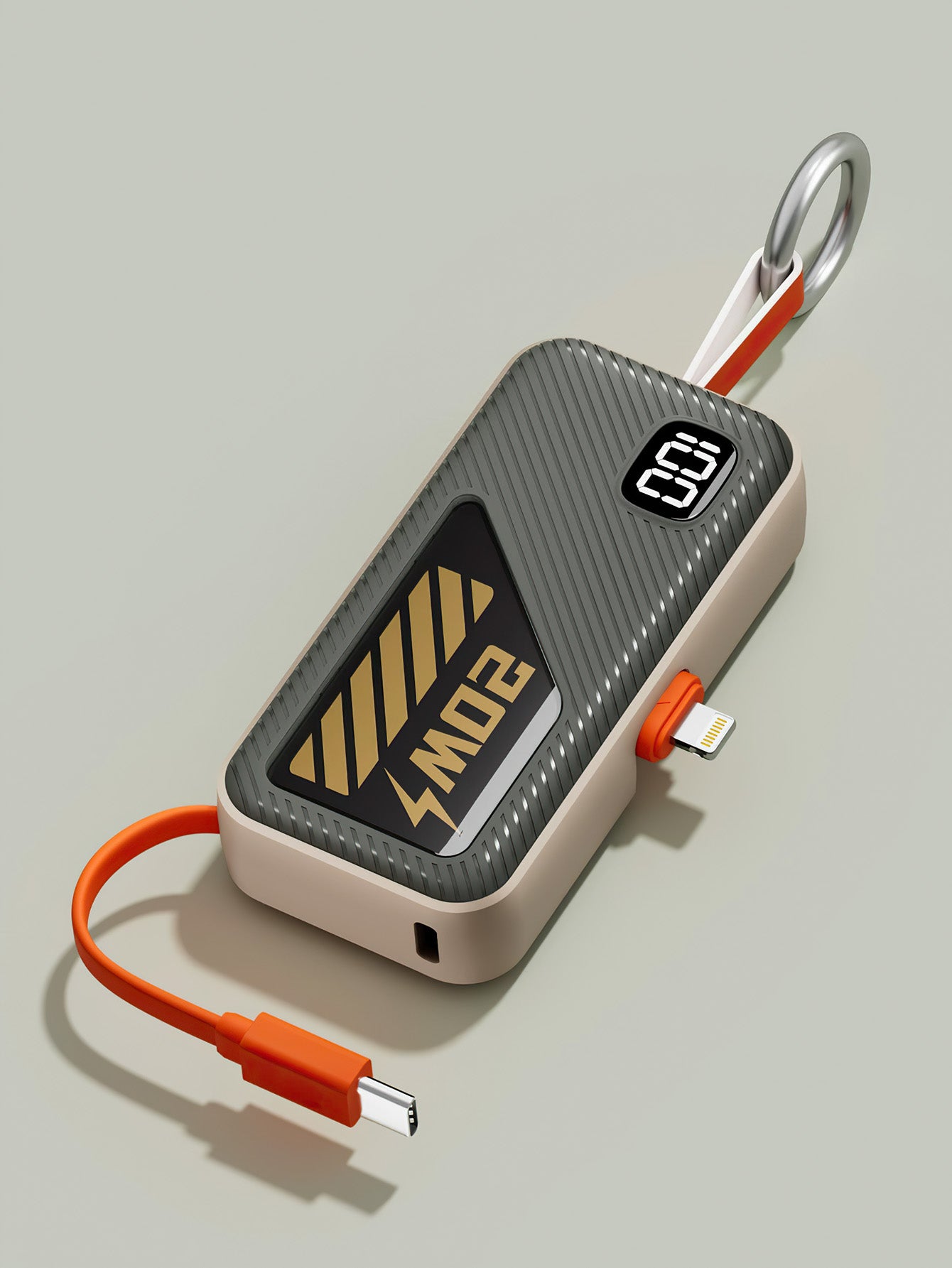 Mini Portable Power Bank Keychain with Built-in Charging Cable