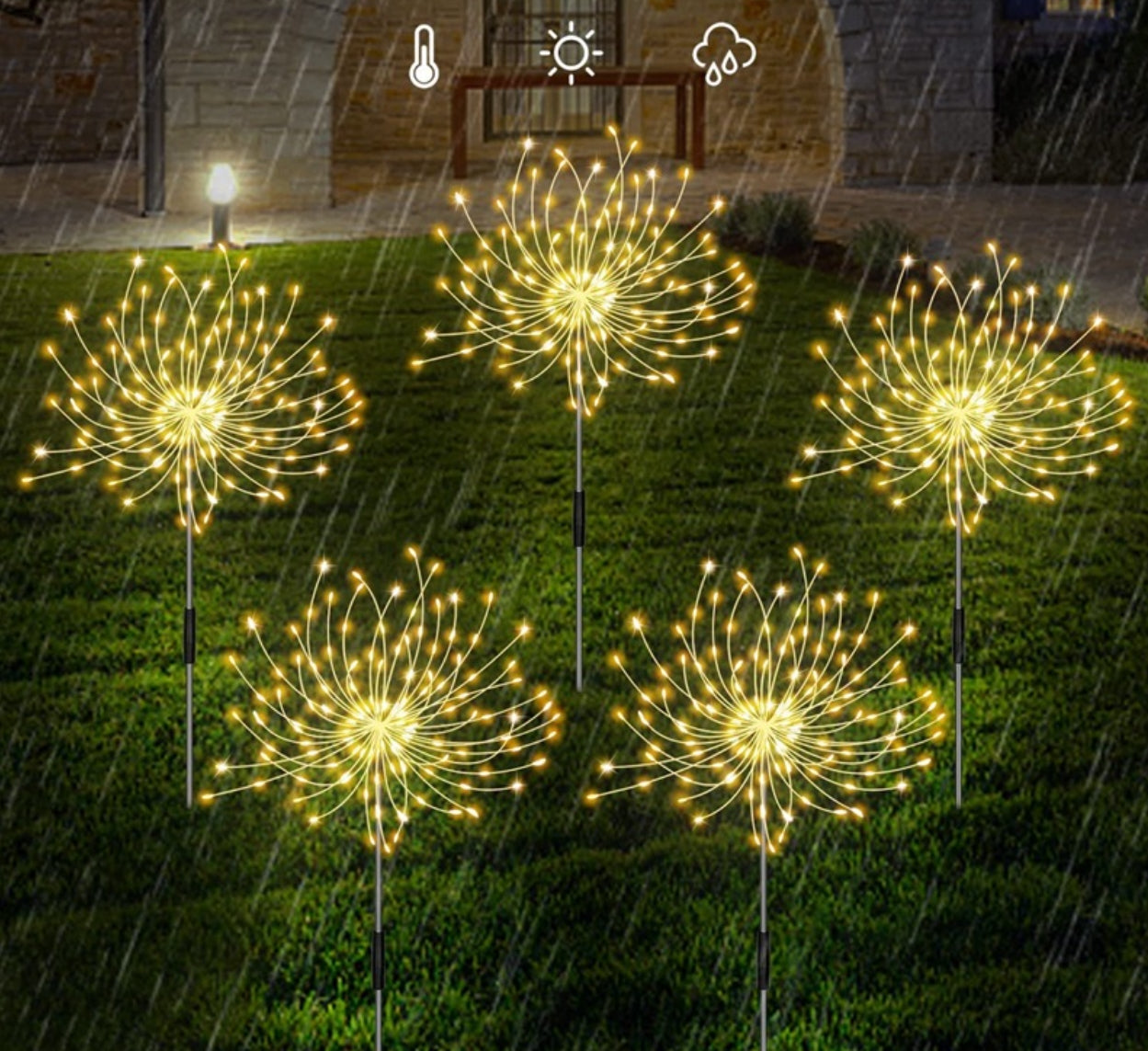 Solar powered fireworks lights, dandelion decorative lights,three in one group-2 options