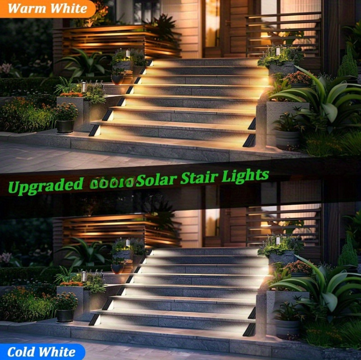 Solar staircase lights, step lighting, courtyard garden atmosphere, foot lights